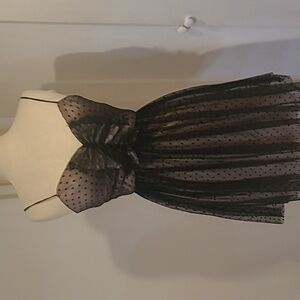 Black pleated polka-dot dress. Size XS.